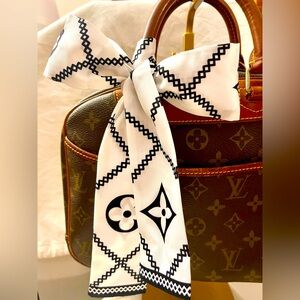 Black Script Monogram Twilly Bandeau Scarf